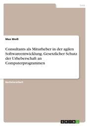 Cover von Consultants als Miturheber in der agilen Softwareentwicklung. Gesetzlicher Schutz der Urheberschaft an Computerprogrammen