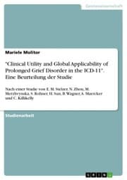 Cover von 'Clinical Utility and Global Applicability of Prolonged Grief Disorder in the ICD-11'. Eine Beurteilung der Studie