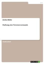 Cover von Haftung des Vereinsvorstands