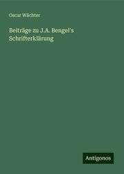 Cover von Beiträge zu J.A. Bengel's Schrifterklärung