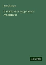 Cover von Eine Blattversetzung in Kant's Prolegomena