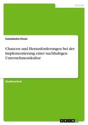 Cover von Chancen und Herausforderungen bei der Implementierung einer nachhaltigen Unternehmenskultur