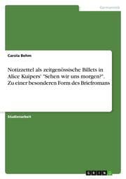 Cover von Notizzettel als zeitgenössische Billets in Alice Kuipers' 'Sehen wir uns morgen?'. Zu einer besonderen Form des Briefromans