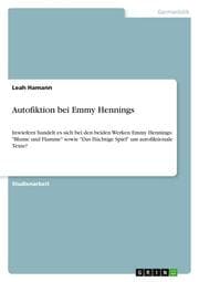 Cover von Autofiktion bei Emmy Hennings