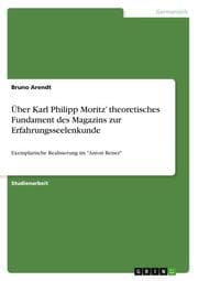 Cover von Über Karl Philipp Moritz theoretisches Fundament des Magazins zur Erfahrungsseelenkunde