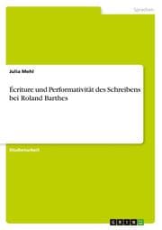 Cover von Écriture und Performativität des Schreibens bei Roland Barthes