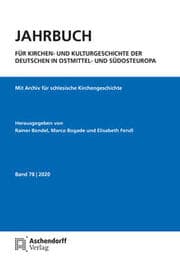 Cover von Jahrbuch für Kirchen- und Kulturgeschichte der Deutschen in Ostmittel- und Südosteuropa