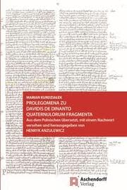 Cover von Prolegomena zu Davidis de Dinanto Quaternulorum fragmenta