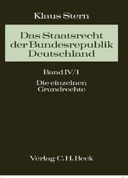 Cover von Das Staatsrecht der Bundesrepublik Deutschland Bd. IV/1. Halbband: Die einzelnen Grundrechte
