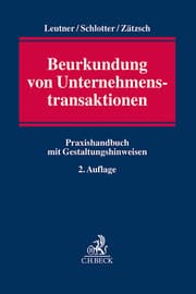 Cover von Beurkundung von Unternehmenstransaktionen