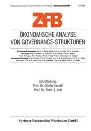 Cover von Ökonomische Analyse von Governance-Strukturen