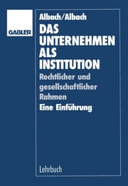 Cover von Das Unternehmen als Institution