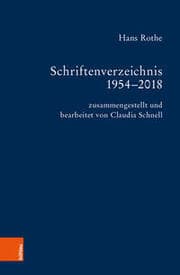 Cover von Schriftenverzeichnis Hans Rothe