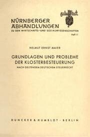 Cover von Grundlagen und Probleme der Klosterbesteuerung