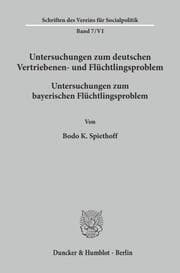 Cover von Untersuchungen zum deutschen Vertriebenen- und Flüchtlingsproblem.