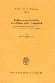 Cover von Probleme wissenschaftlicher Beschäftigung mit der Sozialpolitik.