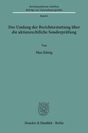 Cover von Der Umfang der Berichterstattung über die aktienrechtliche Sonderprüfung.