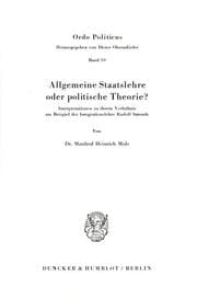 Cover von Allgemeine Staatslehre oder politische Theorie?