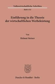 Cover von Einführung in die Theorie der wirtschaftlichen Werbeleistung.