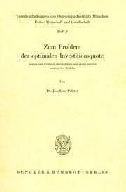 Cover von Zum Problem der optimalen Investitionsquote.