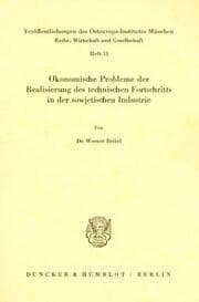 Cover von Ökonomische Probleme der Realisierung des technischen Fortschritts in der sowjetischen Industrie.