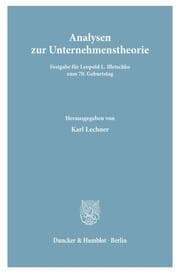 Cover von Analysen zur Unternehmenstheorie.