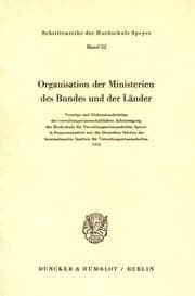 Cover von Organisation der Ministerien des Bundes und der Länder.