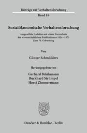 Cover von Sozialökonomische Verhaltensforschung.