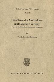 Cover von Probleme der Anwendung multilateraler Verträge.