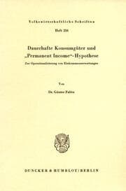 Cover von Dauerhafte Konsumgüter und 'Permanent Income' - Hypothese.