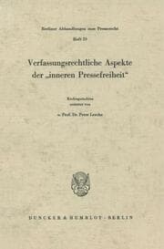 Cover von Verfassungsrechtliche Aspekte der 'inneren Pressefreiheit'.