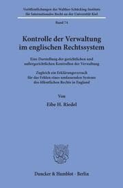 Cover von Kontrolle der Verwaltung im englischen Rechtssystem.