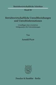 Cover von Betriebswirtschaftliche Umweltbeziehungen und Umweltinformationen.
