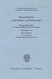 Cover von Bruno Gleitze als Wirtschafts- und Kulturforscher.