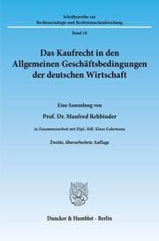 Cover von Das Kaufrecht in den Allgemeinen Geschäftsbedingungen der deutschen Wirtschaft.