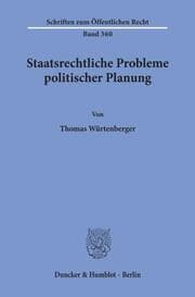Cover von Staatsrechtliche Probleme politischer Planung.