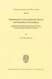 Cover von Repräsentation in der politischen Theorie und Staatslehre in Deutschland.