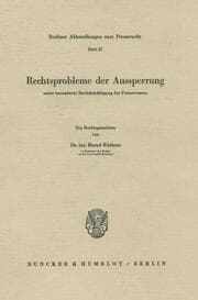 Cover von Rechtsprobleme der Aussperrung unter besonderer Berücksichtigung des Pressewesens.