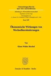 Cover von Ökonomische Wirkungen von Wechselkursänderungen.