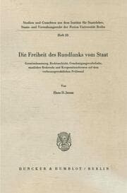 Cover von Die Freiheit des Rundfunks vom Staat.