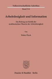 Cover von Arbeitslosigkeit und Information.