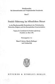 Cover von Soziale Sicherung im öffentlichen Dienst in der Bundesrepublik Deutschland, den Niederlanden, Schweden, Belgien und den Europäischen Gemeinschaften.