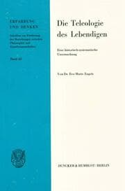 Cover von Die Teleologie des Lebendigen.