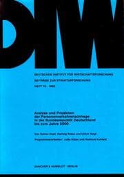 Cover von Analyse und Projektion der Personenverkehrsnachfrage in der Bundesrepublik Deutschland bis zum Jahre 2000.