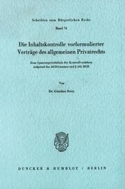 Cover von Die Inhaltskontrolle vorformulierter Verträge des allgemeinen Privatrechts.