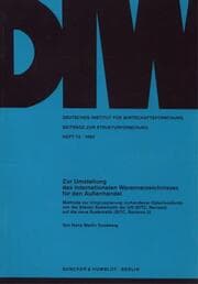 Cover von Zur Umstellung des internationalen Warenverzeichnisses für den Außenhandel.