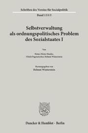 Cover von Selbstverwaltung als ordnungspolitisches Problem des Sozialstaates I.