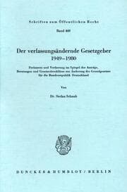 Cover von Der verfassungsändernde Gesetzgeber 1949-1980.