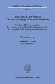 Cover von Finanzpolitik im Umbruch: Zur Konsolidierung öffentlicher Haushalte.