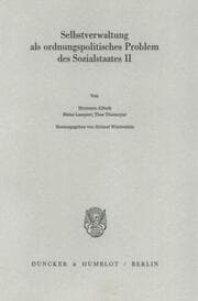 Cover von Selbstverwaltung als ordnungspolitisches Problem des Sozialstaates II.